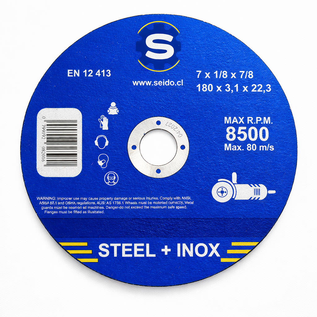Disco de Corte SEIDO Steel - Inox 180 mm (7") x 3 mm