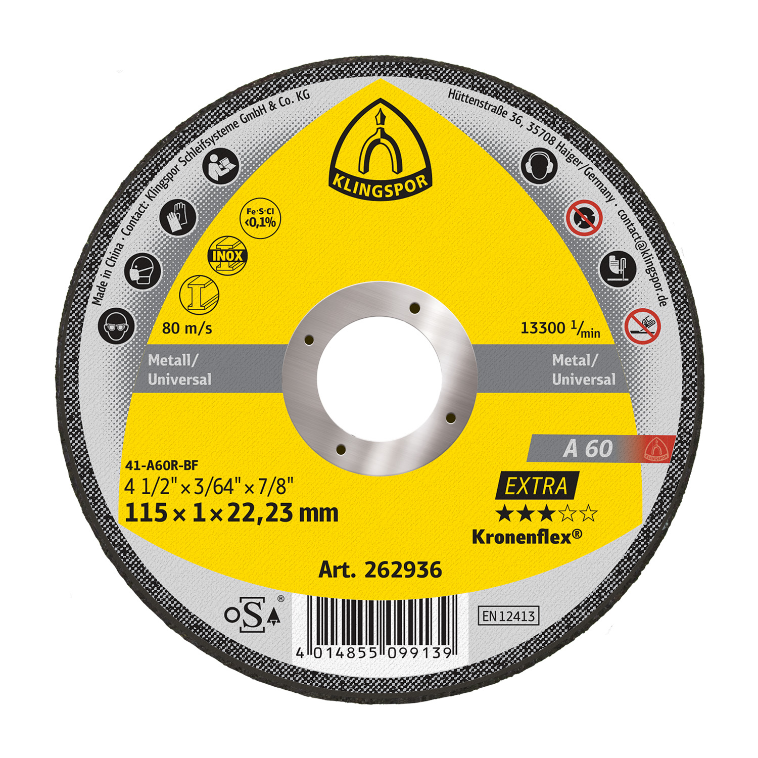 A 60 EX Discos de corte Klingspor 115 x 1 x 22,23