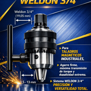 Mandril de 3 a 13 mm Incluye adaptador toma Weldon
